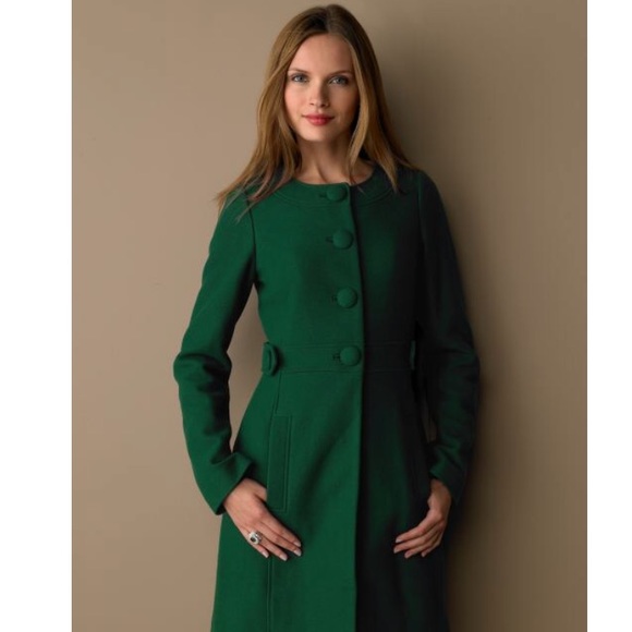 wool collarless coat